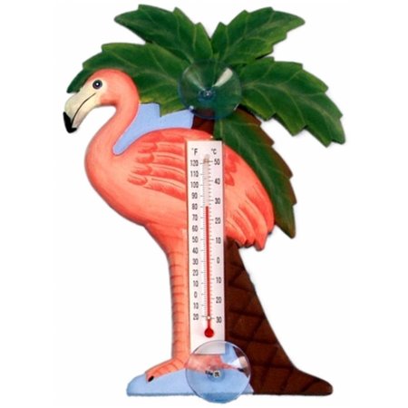 SONGBIRD ESSENTIALS Flamingo and Palm Tree Small Window Thermometer SE2170711